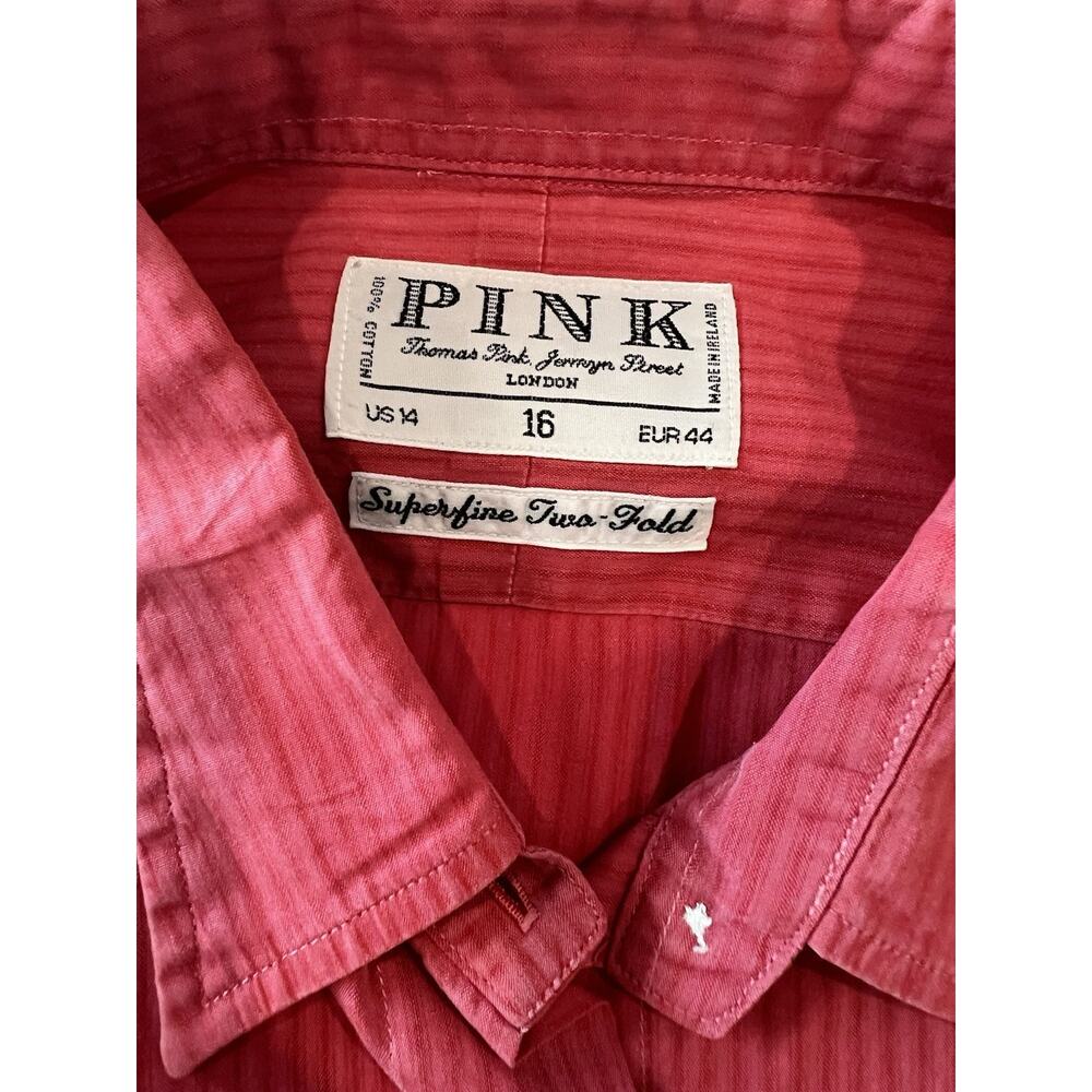 THOMAS PINK US 14 French Cuff SALMON Women Button Long Sleeve Shirt JERMYN ST